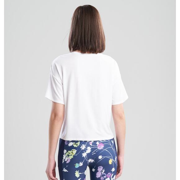 JOSIE NATORI Women's Layering Elements Boxy Tee M White Stretch Round Neck NWOT - Picture 3 of 9